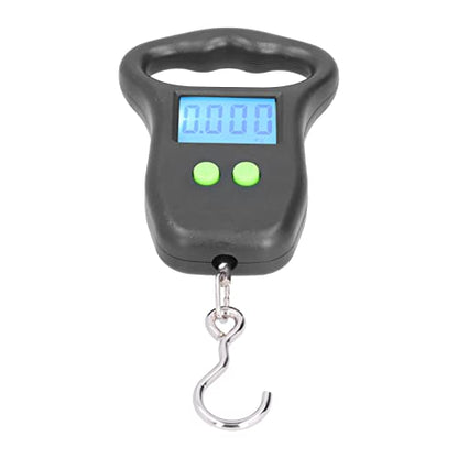 Digital Hanging Scale, Portable Accurate Electronic Weighing with Backlit LCD Display for Travel Fishing ABS Black 50kg 2 AAA Battery Powered