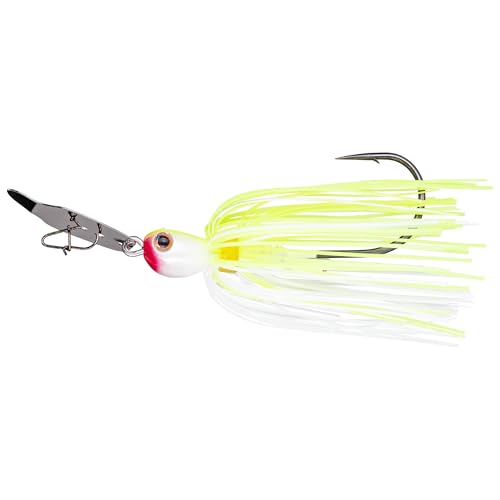 Strike King Thunder Cricket Fishing Lure, Vibrating Swim Jig, Silver Blade, 4/0 Jungle-Style Flipping Hook - color: Chartreuse White, size: 3/8 oz