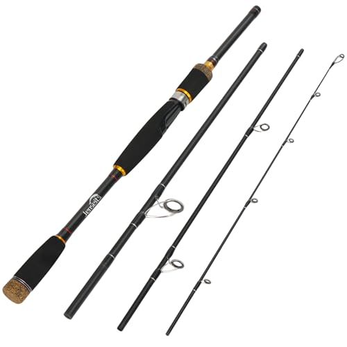 Jenseits 7FT Fishing Rod, 24T Carbon Fiber Telescopic & 4-Piece Travel Rod, Spin and Cast Options, Stainless Steel Guides with Ceramic Inserts, for Bass, Trout, Catfish, Freshwater & Inshore Fishing - size: Spin-6ft-Medium-Fast