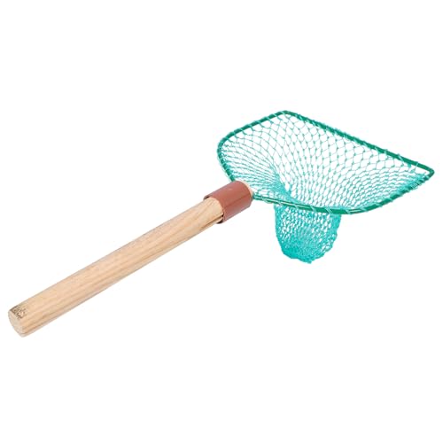 DOITOOL Fishing Landing Net Wood Handle 30cm Wear-Resist Large Mesh Outdoor Fish Catching Net for Freshwater and Saltwater Use