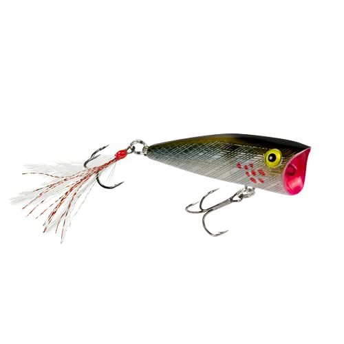 Rebel Pop-R Feathered Topwater Popper Fishing Lure - color: Blue Candy