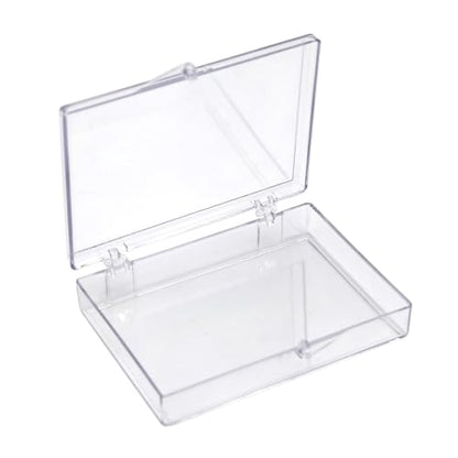 10-Pack Clear Hinged Plastic Containers, Keepsake Storage Boxes, 3 1/2" L x 2 9/16" W x 5/8" H, Made in USA, Plastic Display Case or Small Box for Storage and Organization - size: 3.5" x 2.56" x 0.63"