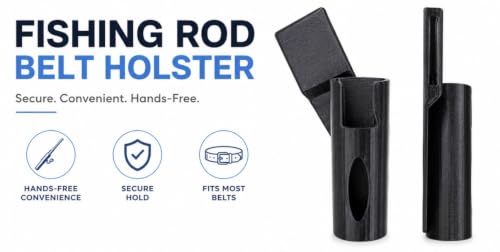 Fishing Rod Belt Holster, Hands-Free Waist-Mounted Pole Carrier for Wading, Shore, Surf and Bank Fishing