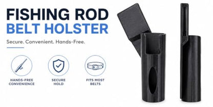 Fishing Rod Belt Holster, Hands-Free Waist-Mounted Pole Carrier for Wading, Shore, Surf and Bank Fishing