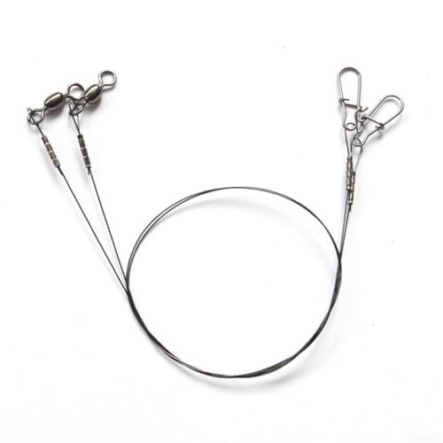 Titanium Fishing Leader Wire with Swivel and Duo-Lock Snap, 7x7 Steel Core for Predatory Fish, Anti-Kink High Strength Tackle for Pike Musky Bass - size: 35cm 18kg