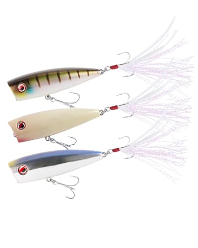 LITTMA Bass Fishing Topwater Popper Lures - Effective Top Water Lures for Bass Anglers - Durable Design for Catching Trophy Bass with High-Performance Popping Action - color: Bluegill,Bone,Alewife