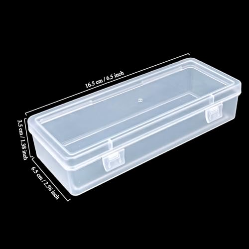 Goodma 8 Pieces Rectangular Empty Mini Clear Plastic Organizer Box | 6.5 x 2.56 x 1.38 Inch, Hinged Lids, For Small Items, Craft Projects - size: 165 x 65 x 35 mm