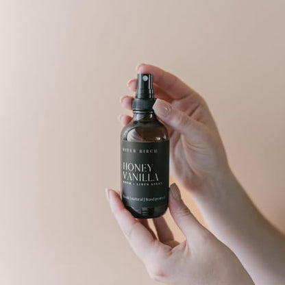 River Birch Luxury Linen and Room Spray - Home Signature Scent Honey Vanilla Room Fragrance Spray - Fragrant Fresh Linen Air Freshener For Bedding - Handmade in Texas - 4 oz Glass Amber Bottle - color: Honey Vanilla