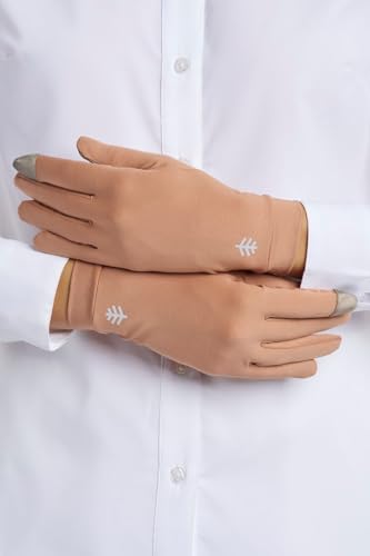 Coolibar Full Finger UV Sun Gloves - UPF 50+ Sun Protection - Gannett - color: Antique Tea, size: Large