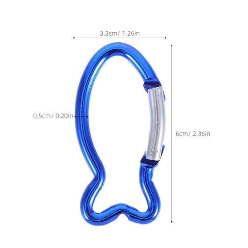 INOOMP 15 Pcs Fish Shape Carabiner Clips Outdoor Snap Buckles Compact Lightweight Keychain Hooks for Camping Hiking Travel