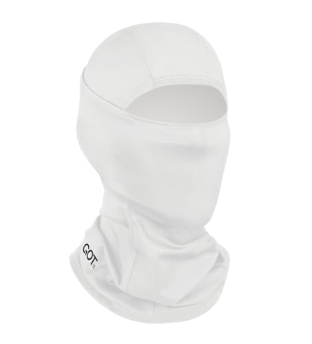 UPF 50+ Balaclava Ski Mask for Men Women - UV Face Mask Motorcycle Shiesty | Windproof, Breathable, Hinge Design, Full & Half Face Coverage, Fits Under Helmet, Snowboarding, Skiing - color: White