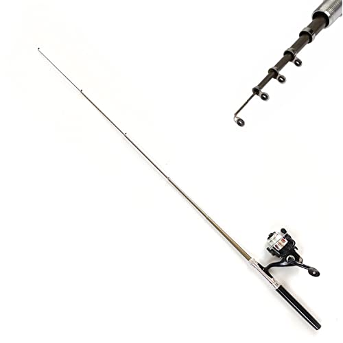 Compact Pocket Telescopic 38inch Mini Pen Fishing Rod Spinning Reel Combos Pen Folded Fishing Pole Spinning Wheel Gift for River, Lake, Reservoir, Ice Fishing and So On - color: Black