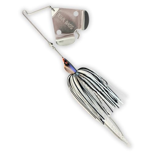 USA BASS Tackle Stiletto Buzzbait Largemouth Smallmouth Spotted Bass Premium Fishing Bait Hover Head Custom Silicon Skirt Mega Bubble Blade Clacker Heavy Duty Hook - color: Threadfin Shad