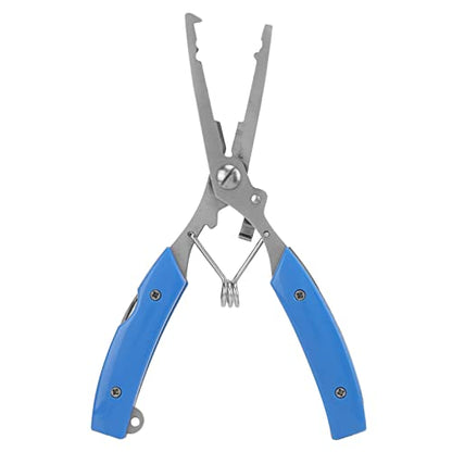 Fishing Pliers Multifunctional Stainless Steel Fishing Scissors with 2 Blades Braid Line Cutters Hook Remover - color: Blue