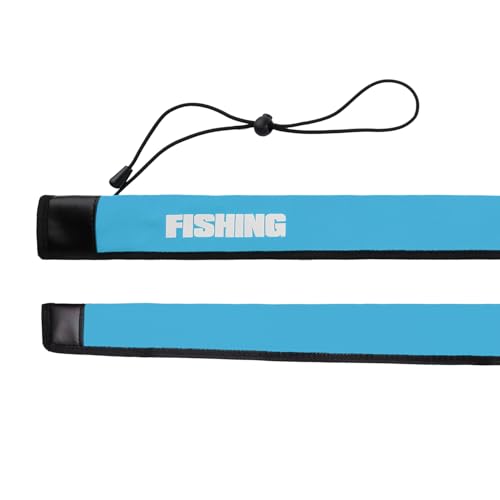 Fishing Rod Sleeve, 45.28 Inch Adjustable Neoprene Fishing Pole Protector Covers Case for Most Spinning & Casting Poles, Anti-Tangle, Waterproof (Blue)