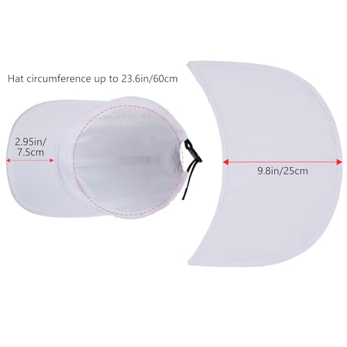 BASSDASH UPF 50+ Foldable Fishing Hat Baseball Cap with Removable Neck Flap Portable for Men Women Golf Hiking - color: White With Foldable Brim