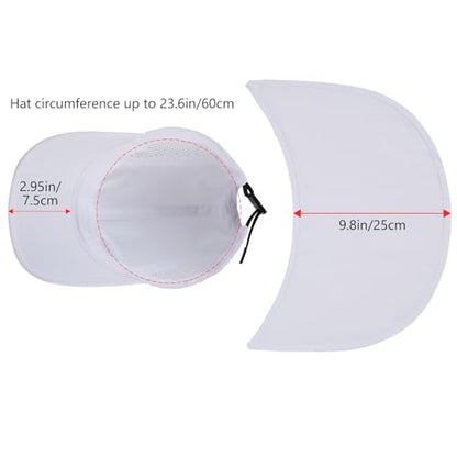 BASSDASH UPF 50+ Foldable Fishing Hat Baseball Cap with Removable Neck Flap Portable for Men Women Golf Hiking - color: White With Foldable Brim