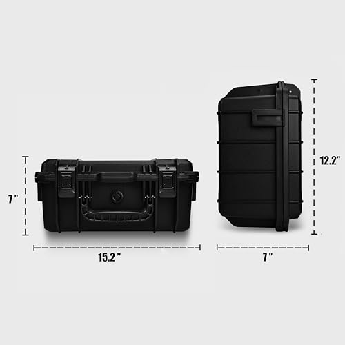 Fishing Reels Storage Case 15Inches,Heavy Duty Waterproof Fishing Wheel Protective Hard Case, Tackle Collection Holder Box, 9pcs Adjustable Shockproof Dividers (Black) - color: Black