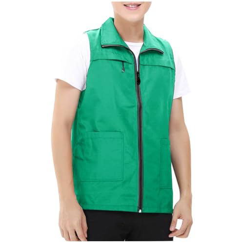 Men Women Outdoor Fishing Vest Zip Up Travel Hiking Summer Outerwear Unisex Mesh Breathable Waistcoat Lightweight - color: Army Green, size: 3X-Large