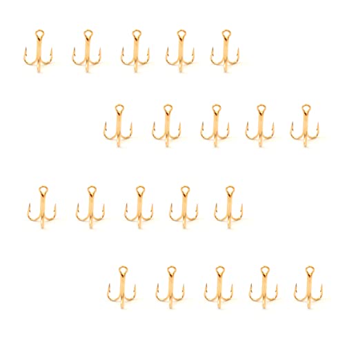 20pcs Fish WOW!® Fishing 3X Strong Treble Hooks Gold - Size #16 Tiny Size