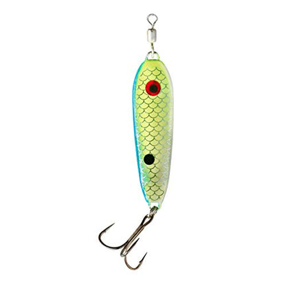 War Eagle Jigging Spoon Fishing Lure with Built-in Swivel and EWG Treble Hook - color: Citrus Shad, size: 7/8 oz