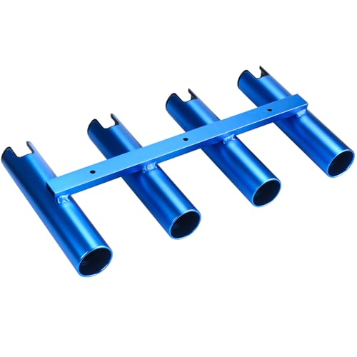 Aluminum Fishing Boat Rod Holder,3/4 Link Tube Aluminum Rod Rack, Suit Boats & Yacht ,Silver - color: Blue 4 Tube