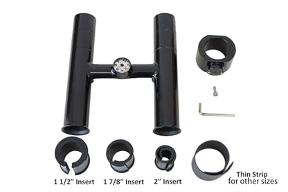 T-Top fishing Rod Holder Twin Aluminum clamp-on fit 1-1/2",1-7/8",2" inch horizontal or vertical fishing tower/leaning post/rail white black anodized (Black)