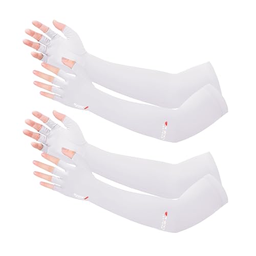 UV Protection Gloves - Non Slip Sunblock Gloves for Summer Outdoor Fishing & Driving - color: 2pairs White