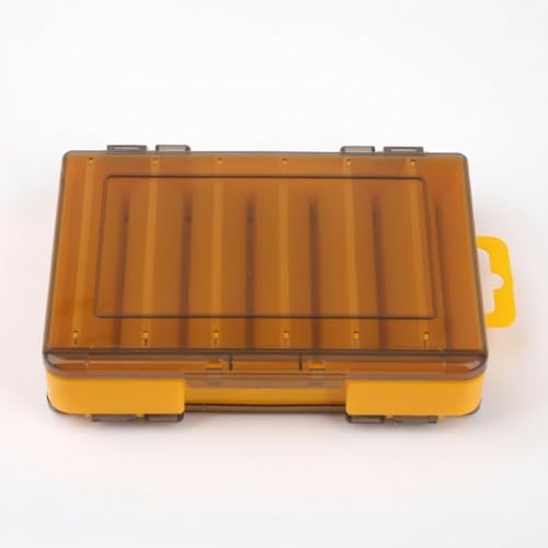 Double-Sided Fishing Lure Box, Slim PU Leather Tackle Organizer for Kayak & Travel, 13 x 3.3 x 1.6 Inches - color: Yellow