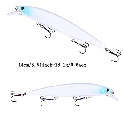 Jerk Baits for Bass Fishing, Jerkbait Fishing Lures, Minnow Lures Jerk Bait for Freshwater/Saltwater Fishing Lures for Trout Pike, 5pcs/10pcs with Box - color: J:5.51in/0.64oz/5pcs