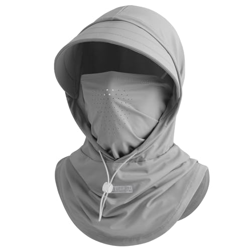 Cooling Breathable Balaclava Full Face Mask with Wide Brim Sun UV Protection Hood for Men Women Fishing Motorcycle Skiing - color: Light Gray