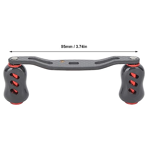 Haofy Fishing Reel Handle, Bait Casting Reel Rocker Arm Carbon Fiber 95mm Universal Interface for Replacement - color: Red