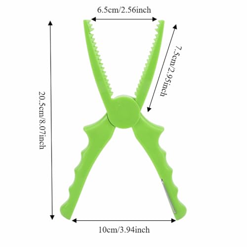 2 Pcs Fishing Pliers 8.1 Inch – ABS Fish Grip Clamp with Ergonomic Handle and Lanyard for Saltwater and Freshwater Fishing, Lightweight Portable Tackle Tool - color: Green
