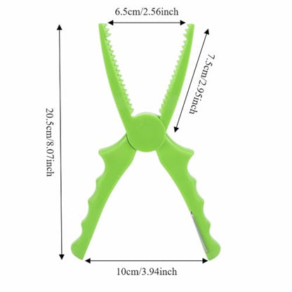 2 Pcs Fishing Pliers 8.1 Inch – ABS Fish Grip Clamp with Ergonomic Handle and Lanyard for Saltwater and Freshwater Fishing, Lightweight Portable Tackle Tool - color: Green
