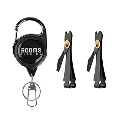 Booms Fishing FC2 Fishing Knot Tying Tool, Fly Fishing Line Cutter, Fishing Clippers with Retractor - color: Black, 2pcs