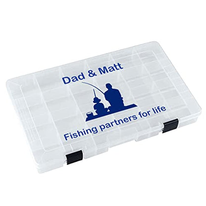 Personalized Fishing Tackle Box, Dad Fishing Gifts for Father's Day, Dad and Son Fishing Partners for Life, Fishing Gift For Dad, Fishing Tackle Box, Clear (jw-dy360) - color: Clear