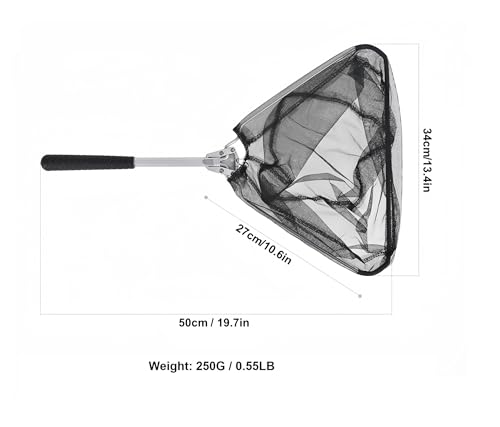 Aluminum Triangle Mini Fly Fishing Landing Net - Foldable Hand Fishing Net with Ergonomic Handle for Anglers