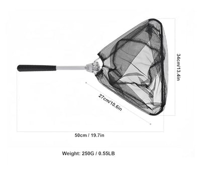 Aluminum Triangle Mini Fly Fishing Landing Net - Foldable Hand Fishing Net with Ergonomic Handle for Anglers