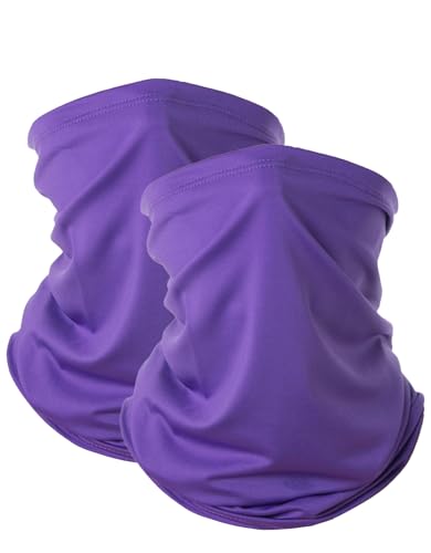 JHYWELL Cooling Neck Gaiter Face Mask, UV Protection Masks Gator, Windproof Bandana for Skiing, Fishing, Hiking, Cycling - color: Purple Pack