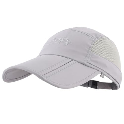 Connectyle Men's Foldable Baseball Sun Cap with Removable Face Mask Neck Flap Cover UPF 50+ Sun Protection Fishing Hiking Hat - color: Light Grey