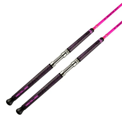 Monster Catfish Casting Rod, 7' MH Glow-in-Dark 1-Piece | Glow catfish rod with S-glass carbon blank, EVA grip, stainless guides, 10-50lb line and 1-10oz lures for night fishing - color: Pink, size: ["Catfish Rod 7'-1pc-Medium Heavy-2 Pack"]