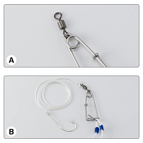 Dr.Fish 10 Pack Trotline Clips Stainless Steel Snap Lure Clips Fishing Snaps Longline Clips Catfish Tuna Clips Quick Change Fishing Clips - color: Grey（2"）