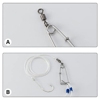 Dr.Fish 10 Pack Trotline Clips Stainless Steel Snap Lure Clips Fishing Snaps Longline Clips Catfish Tuna Clips Quick Change Fishing Clips - color: white nickel(1-9/10")
