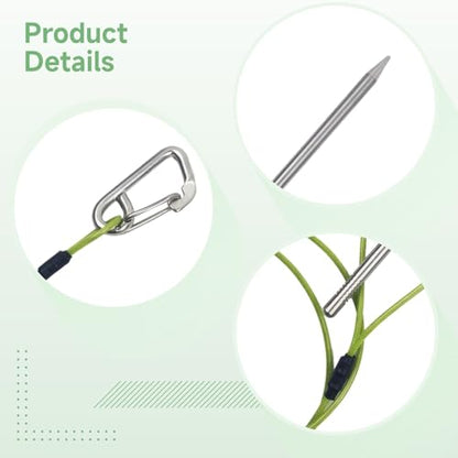 Stainless Steel Fish Holder with Safety Buckle, 31.5 in Green Rope, 7.9 in Needle and Needle Cap, Stringer for Kayak Fishing