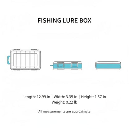 Double-Sided Fishing Lure Box, Slim PU Leather Tackle Organizer for Kayak & Travel, 13 x 3.3 x 1.6 Inches - color: Blue