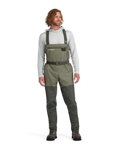 Simms Men's Tributary Stockingfoot Fishing Waders – Breathable Waterproof Chest Waders with Neoprene Stockingfeet, Basalt - size: 12-13 Regular