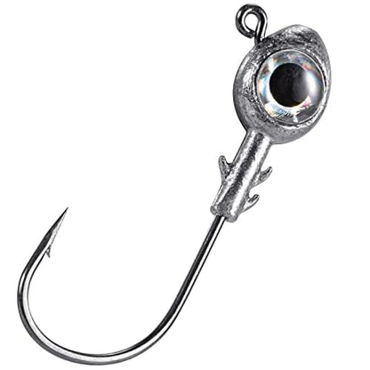 Dr.Fish 10 Pack Fishing Eyes Jigs 3D Eyes Trout Heads Bass Hook Saltwater Swimbait Jig Heads Freshwater Walleye Redfish Striper 1/2oz 3/8oz 1/4oz 3/16oz - color: White Eyes, size: 1/4oz-Hook #1/0