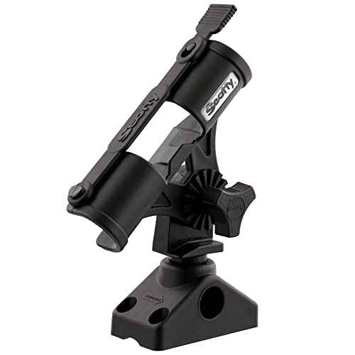 Scotty #265 Fly Rod Holder w/ #241 Side Deck Mount, Black, Small | Fishing Accessory, Fly Fishing, Heavy-Duty Nylon, 360 Degree Rotation