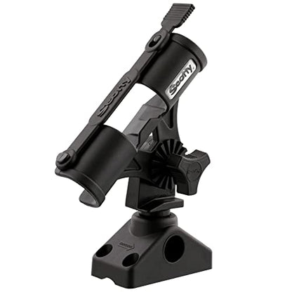 Scotty #265 Fly Rod Holder w/ #241 Side Deck Mount, Black, Small | Fishing Accessory, Fly Fishing, Heavy-Duty Nylon, 360 Degree Rotation