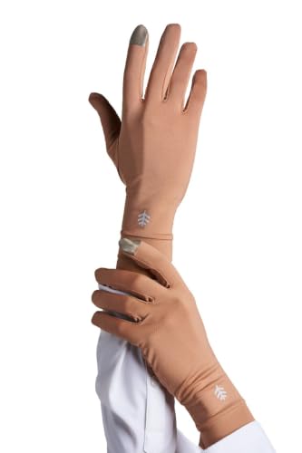 Coolibar Full Finger UV Sun Gloves - UPF 50+ Sun Protection - Gannett - color: Antique Tea, size: X-Small